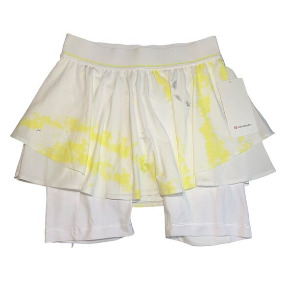 Lululemon White/yellow COURT Rival HR SKIRTSize 8